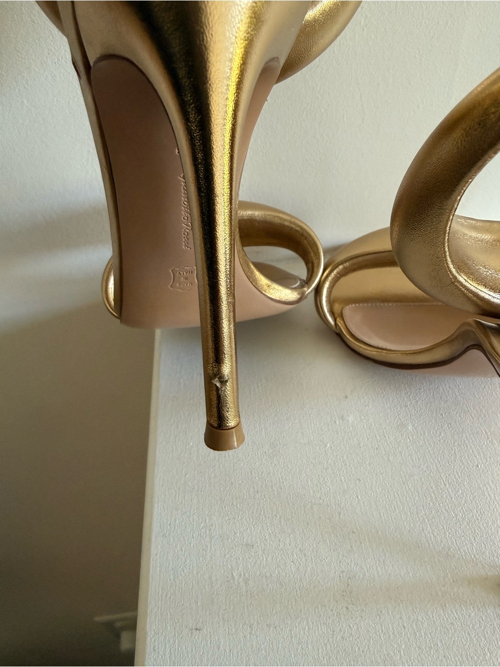 Gianvito Rossi Bijoux Ankle-Strap Metallic Leather Stiletto Sandals 38 - Picture 4 of 8